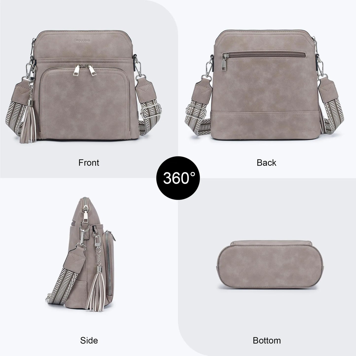 Crossbody Purse for Women,Lightweight Medium Crossbody Bag Soft Leather Women's Shoulder Handbags with Tassel Taupe.