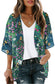 Women's Floral Print Puff Sleeve Kimono Cardigan Loose Cover Up Casual Blouse Tops Small Orange Black