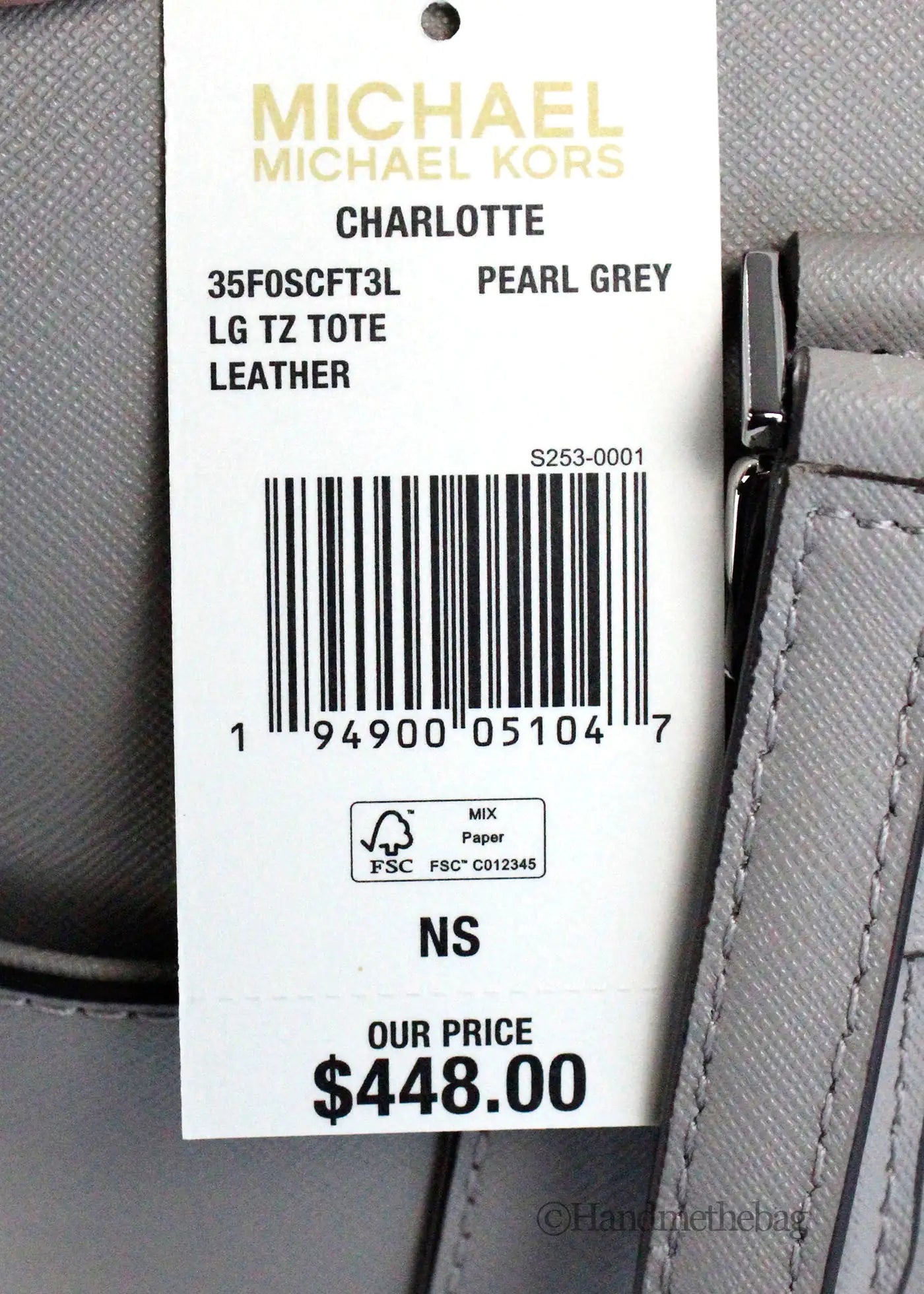 Michael Kors Charlotte Pearl Grey Large Top Zip Tote - Estes Brands, LLC