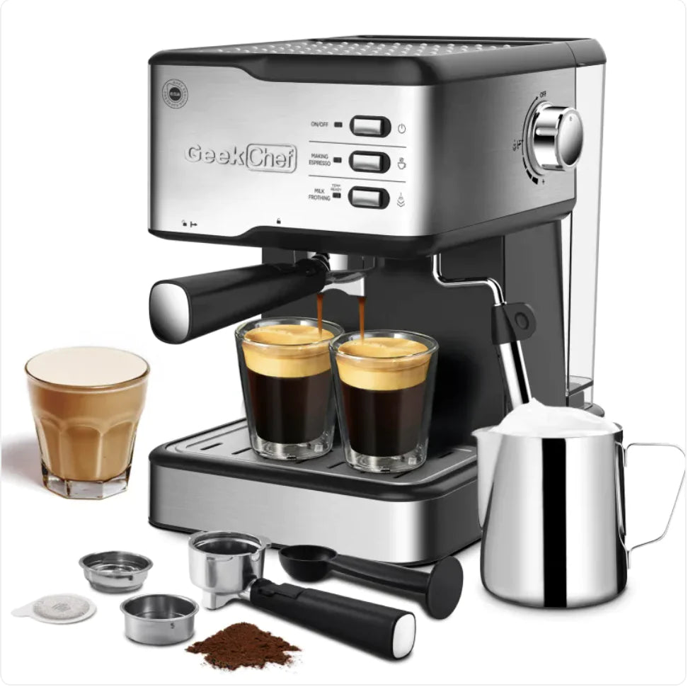 Geek Chef 20-Bar Espresso Machine with Milk Frother.