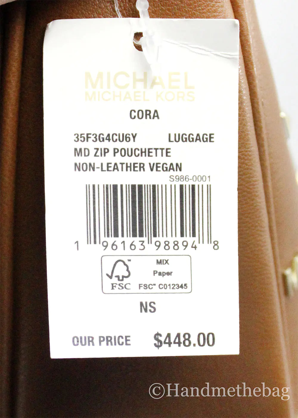 Michael Kors Cora Medium Luggage Studded Pouchette Bag - Estes Brands, LLC