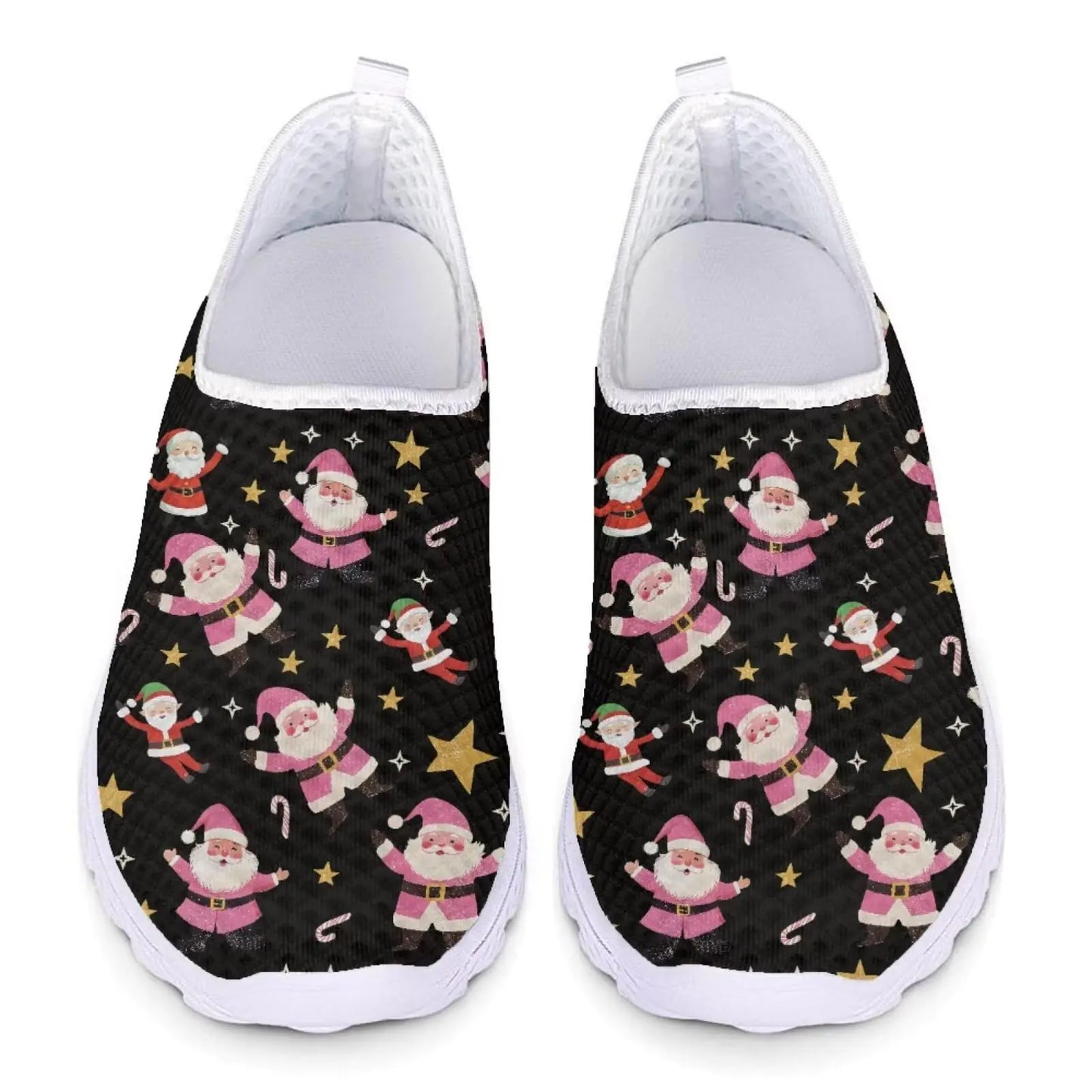 Coloranimal Cute Santa Claus Star Print Shoes for Women Walking Shoes Mesh Sports Shoes Breathable Aqua Water Shoes Swim Beach Christmas Theme Slip-on Shoes Footwear for Walking Running - Estes Brands, LLC