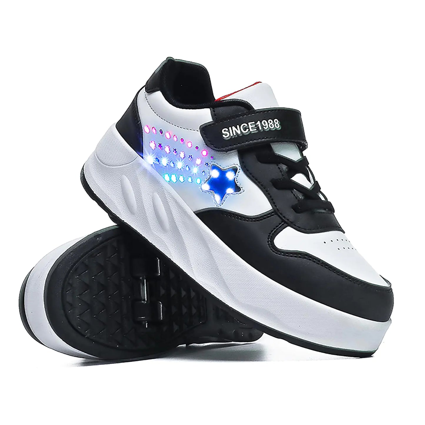 YUNICUS Roller Shoes Girls Boys Wheel Shoes Kids Roller Skates Shoes LED Light Up Four Wheel Shoes for Kids for Children (S900Black32) - Estes Brands, LLC