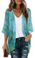 Women's Floral Print Puff Sleeve Kimono Cardigan Loose Cover Up Casual Blouse Tops Small Orange Black