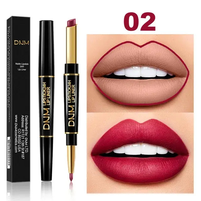 Double Ended Matte Lipstick Long Lasting Wateproof Lipsticks Brand Lip Makeup Cosmetics Dark Red Lips Liner Pencil Beauty - estesbrandsllc.com