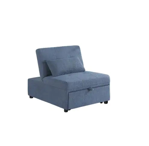 Contemporary Blue Gray Sleeper Sofa Chair Pillow Plush Tufted Seat 1pc Convertible Sofa Chair Sherpa Fabric Couch - Estes Brands, LLC