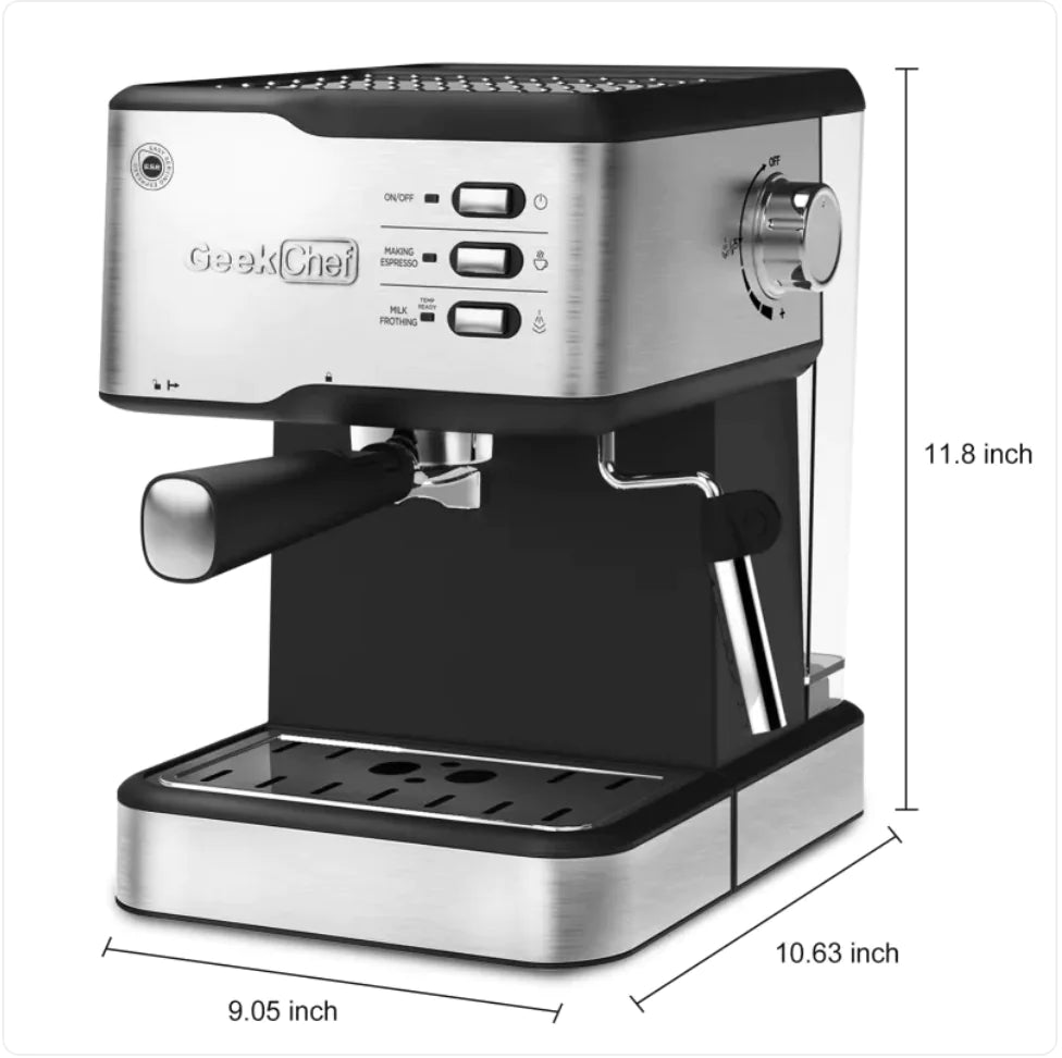 Geek Chef 20-Bar Espresso Machine with Milk Frother.