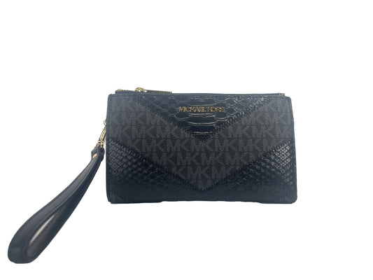 Michael Kors Large Double Zip Python Black Wristlet - Estes Brands, LLC