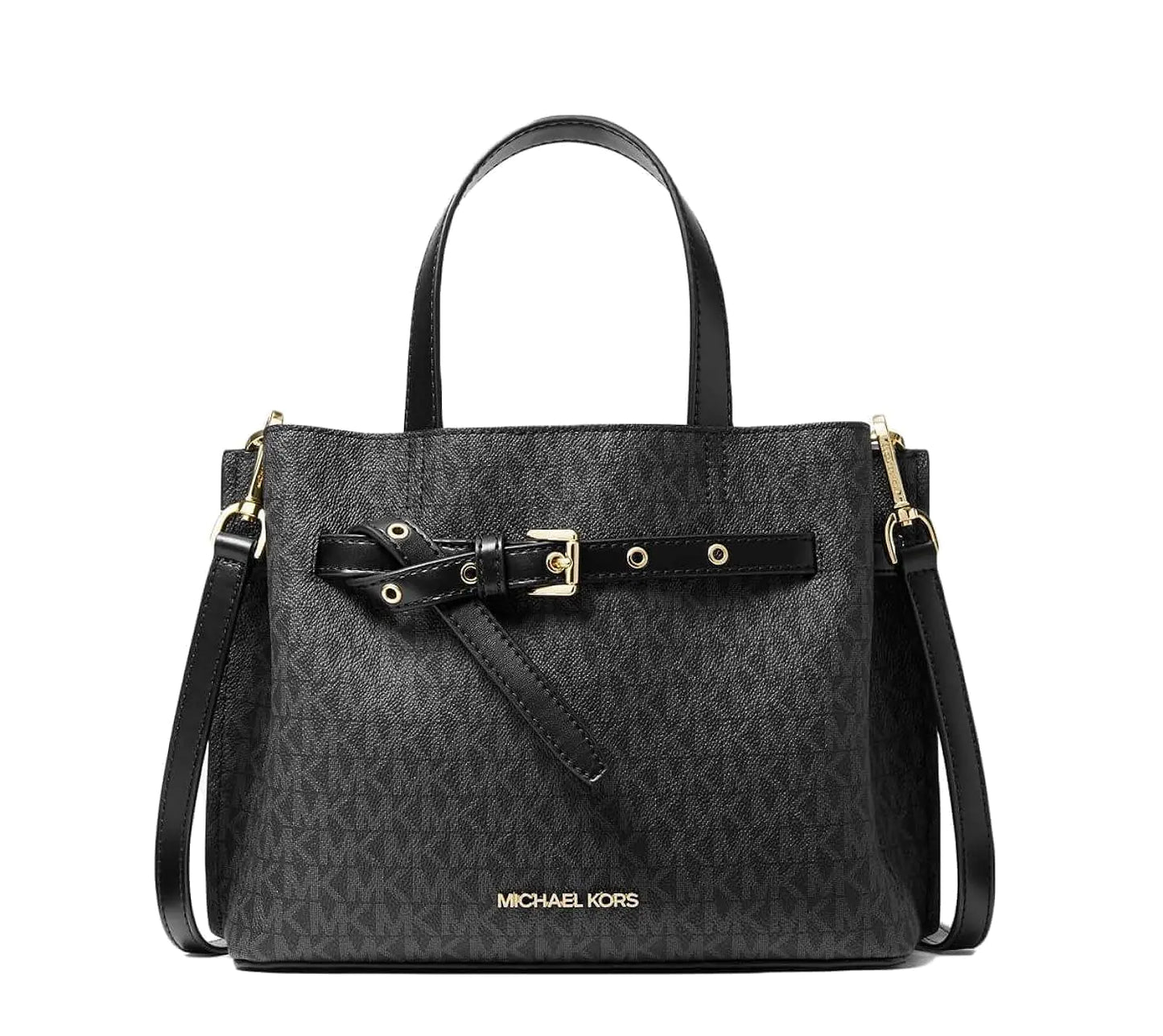 Michael Kors Emilia Small Satchel Crossbody Bag Black MK Signature