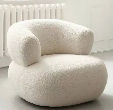 Minimalist White Lambswool Sofa Chair - Estes Brands, LLC