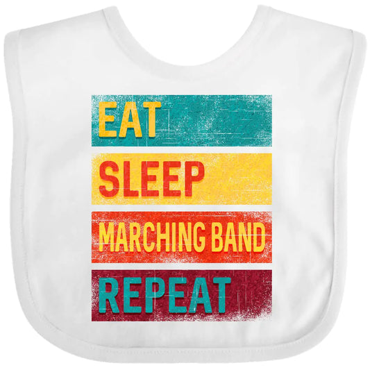 inktastic Eat Sleep Marching Band Repeat Music Baby Bib White 33bd7