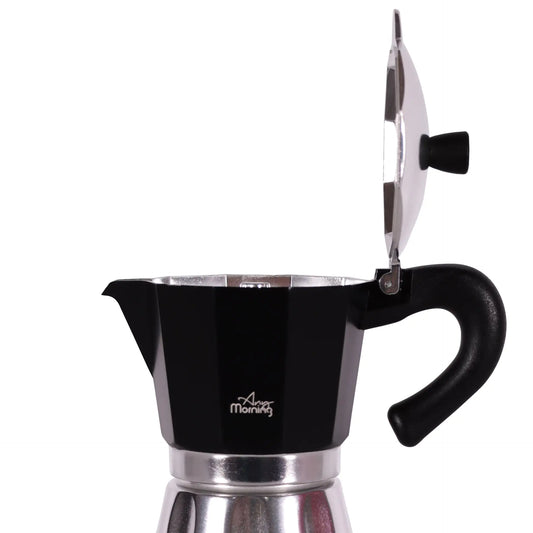 Any Morning Stovetop Espresso Aluminum Moka Pot, Black, 240 ml - 8 oz.