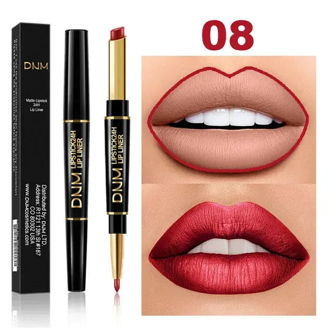 Double Ended Matte Lipstick Long Lasting Wateproof Lipsticks Brand Lip Makeup Cosmetics Dark Red Lips Liner Pencil Beauty - estesbrandsllc.com