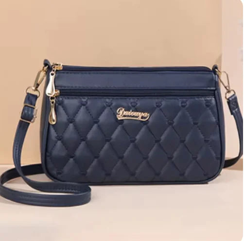 Elegant Diamond Check Crossbody Bag.