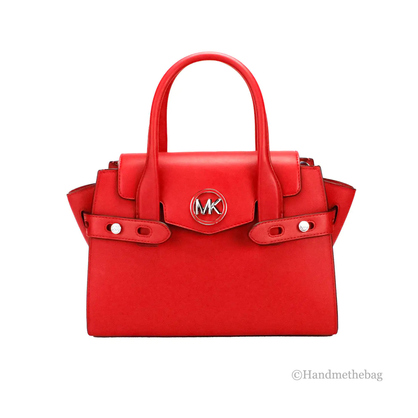 Michael Kors Carmen Medium Bright Red Vegan Leather Satchel - Estes Brands, LLC