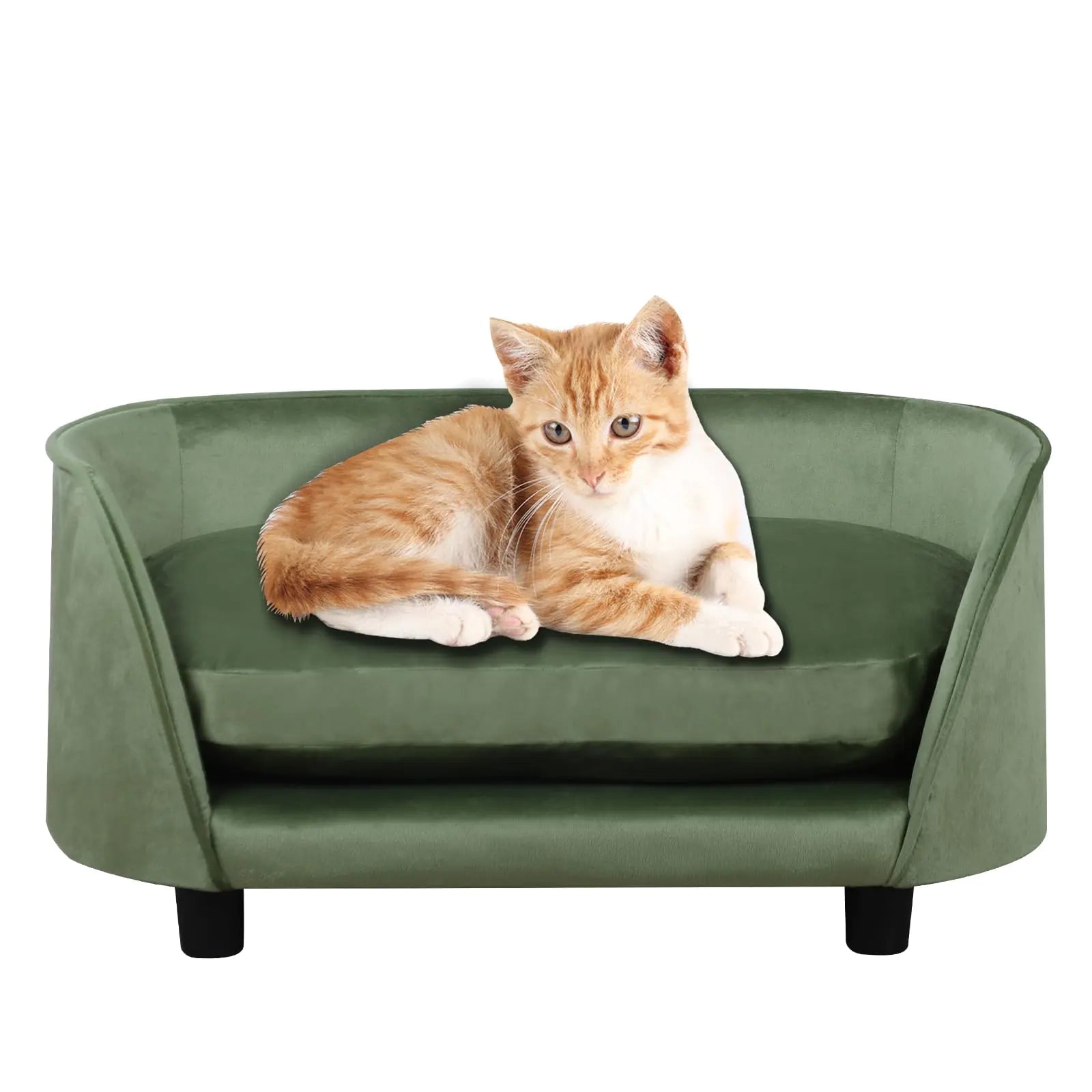 Dog Sofas and Chairs for Small Pet/Cat Sofa Chair with Velvet Fabric/Pet Sofa Bed with Comfortable Washable Cushion/Dog Bed for for Small Dog Rest Using (Green) - Estes Brands, LLC