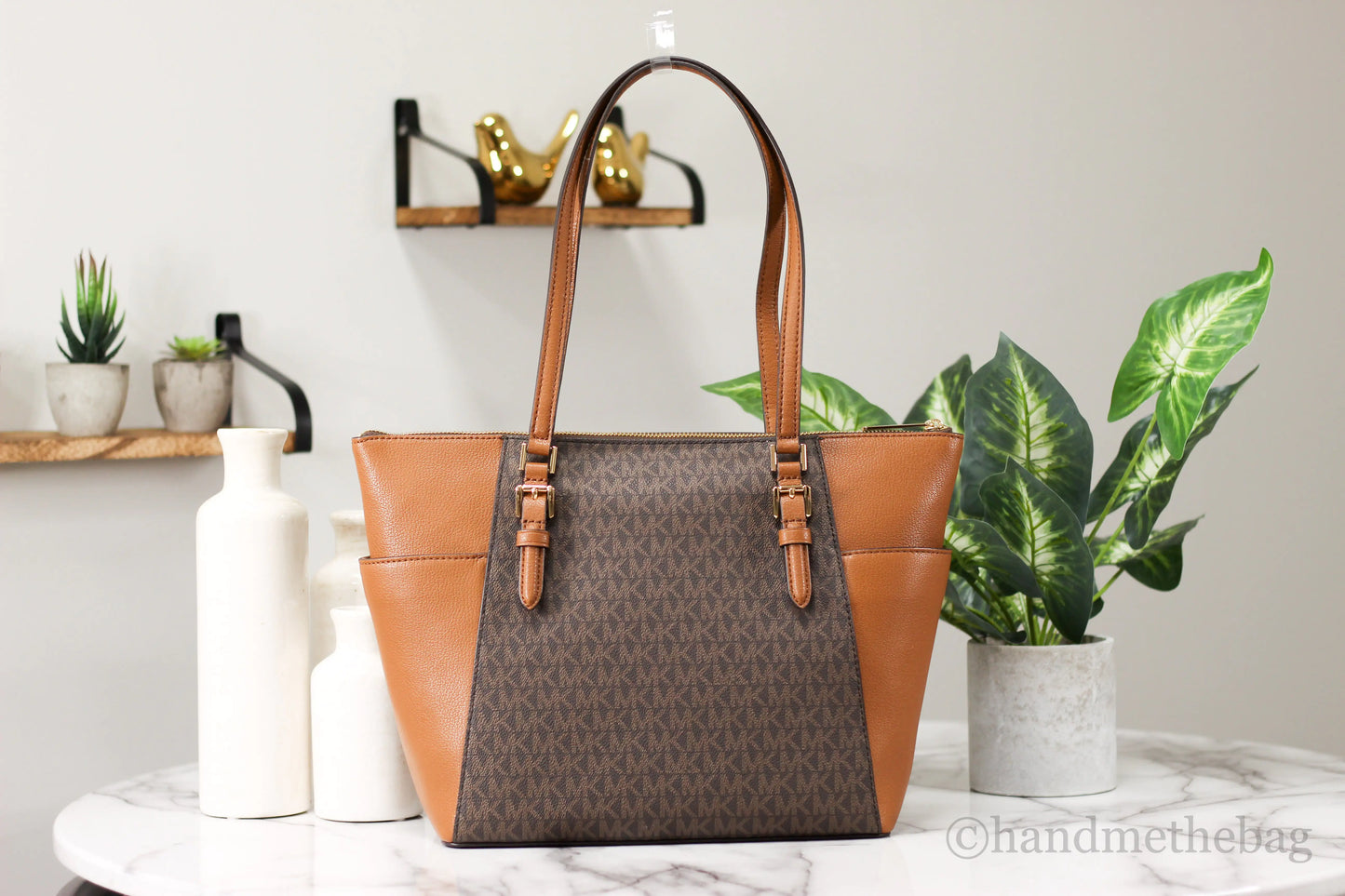 Michael Kors Charlotte Brown Tote Bag - estesbrandsllc.com