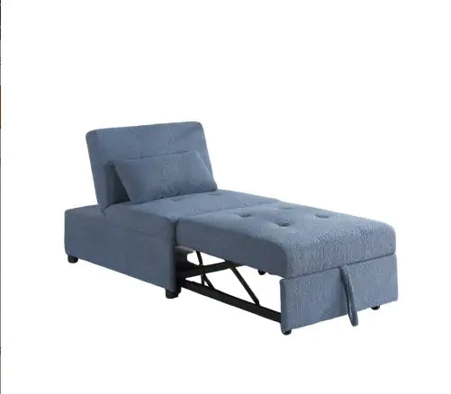 Contemporary Blue Gray Sleeper Sofa Chair Pillow Plush Tufted Seat 1pc Convertible Sofa Chair Sherpa Fabric Couch - Estes Brands, LLC