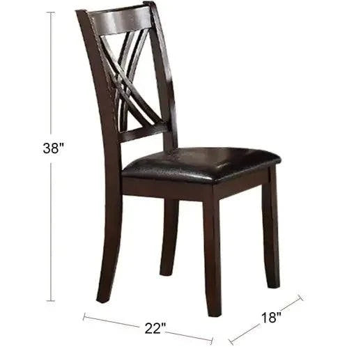 7pcs Dining Set Dining Table 6 Side Chairs Clean Espresso Finish Cushion Seats X Design Back Chairs - Estes Brands, LLC