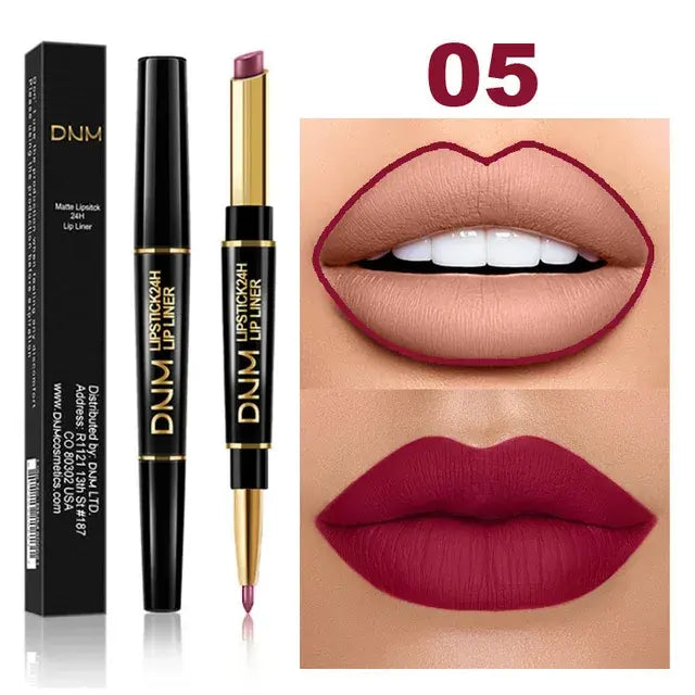 Double Ended Matte Lipstick Long Lasting Wateproof Lipsticks Brand Lip Makeup Cosmetics Dark Red Lips Liner Pencil Beauty - estesbrandsllc.com