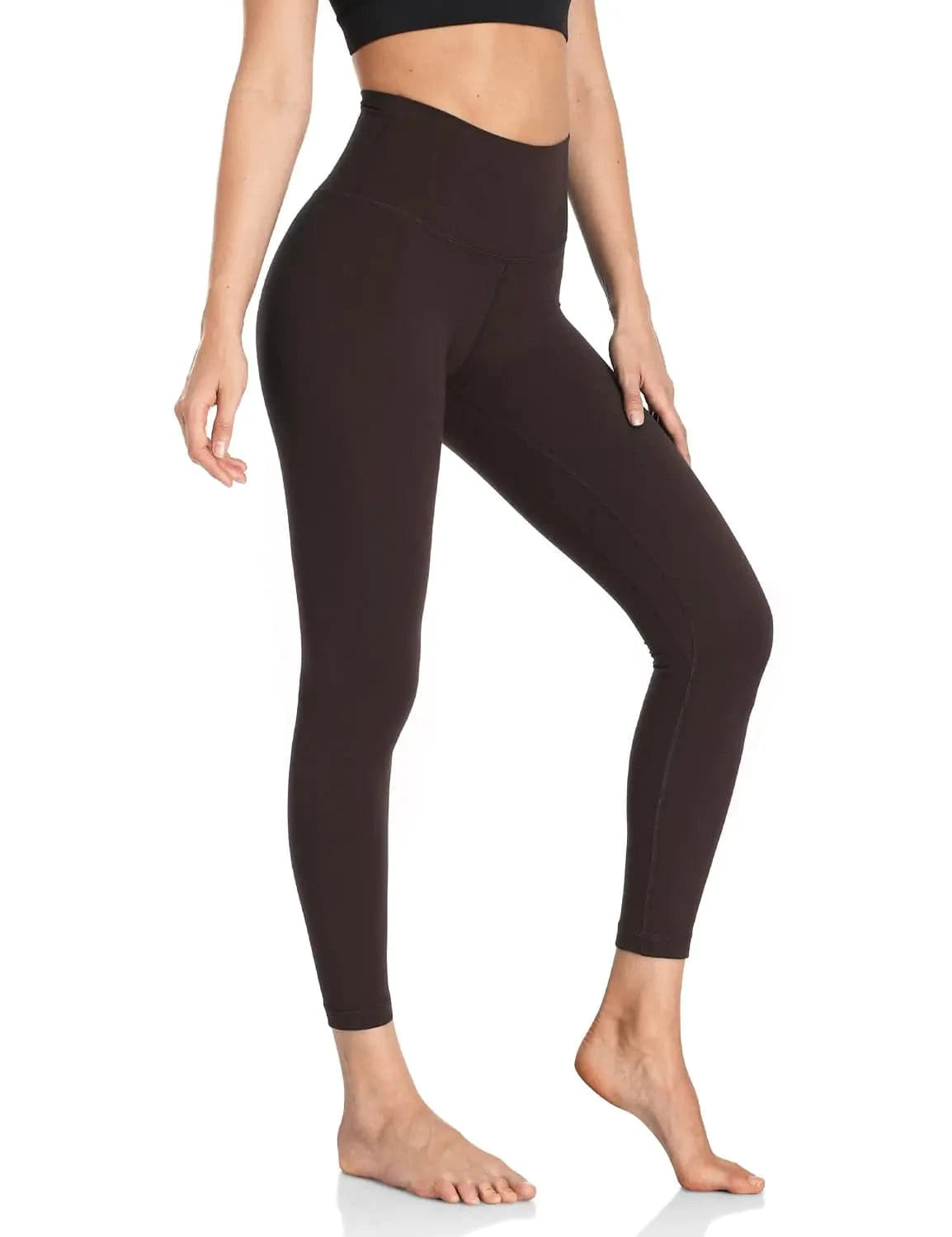 HeyNuts Workout Pro Leggings, High Waisted Compression Gym Tummy Control Athletic Yoga Pants 25" Small Espresso - Estes Brands, LLC