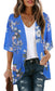 Women's Floral Print Puff Sleeve Kimono Cardigan Loose Cover Up Casual Blouse Tops Small Orange Black