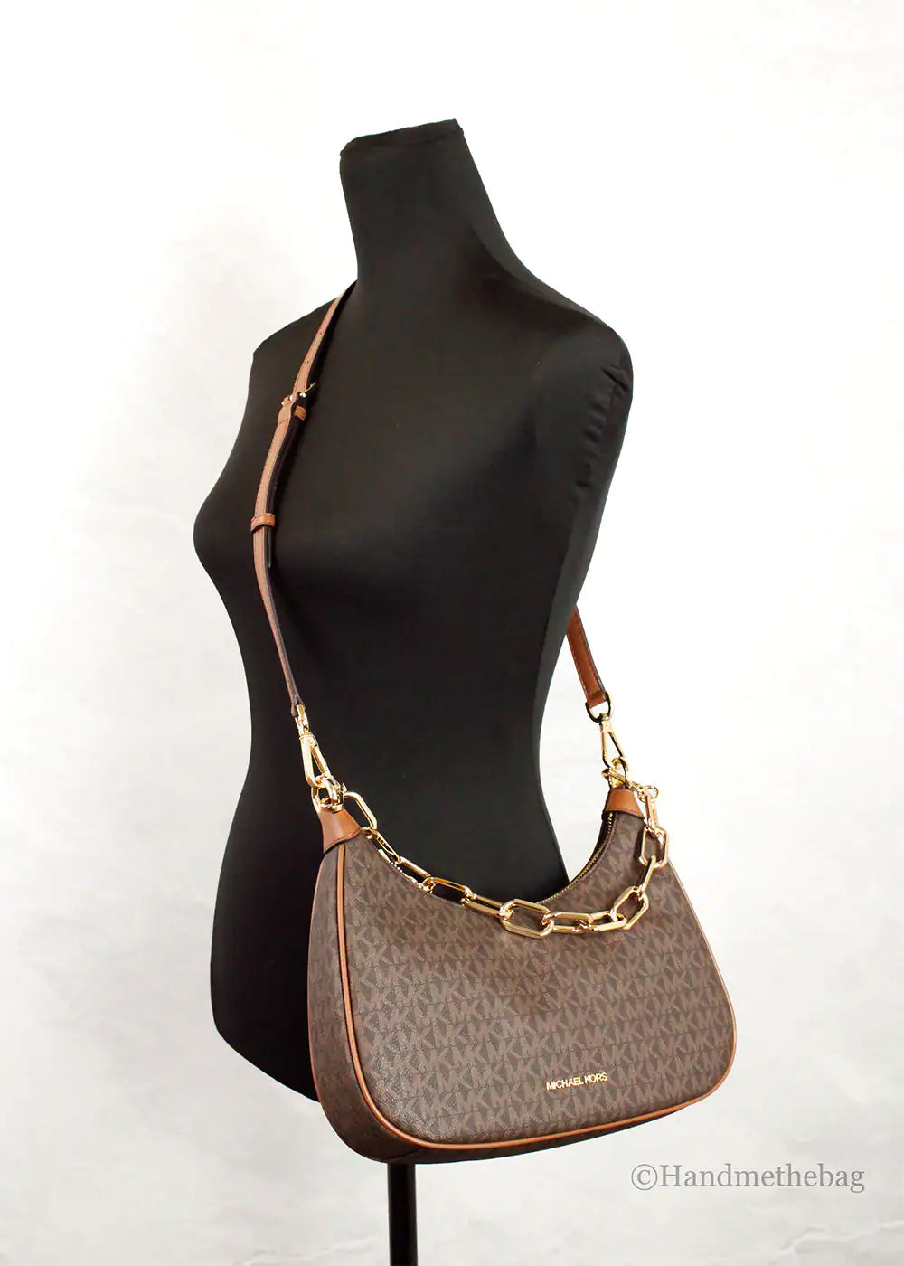 Michael Kors Cora Large Brown Zip Pouchette Shoulder Bag - Estes Brands, LLC