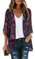 Women's Floral Print Puff Sleeve Kimono Cardigan Loose Cover Up Casual Blouse Tops Small Orange Black