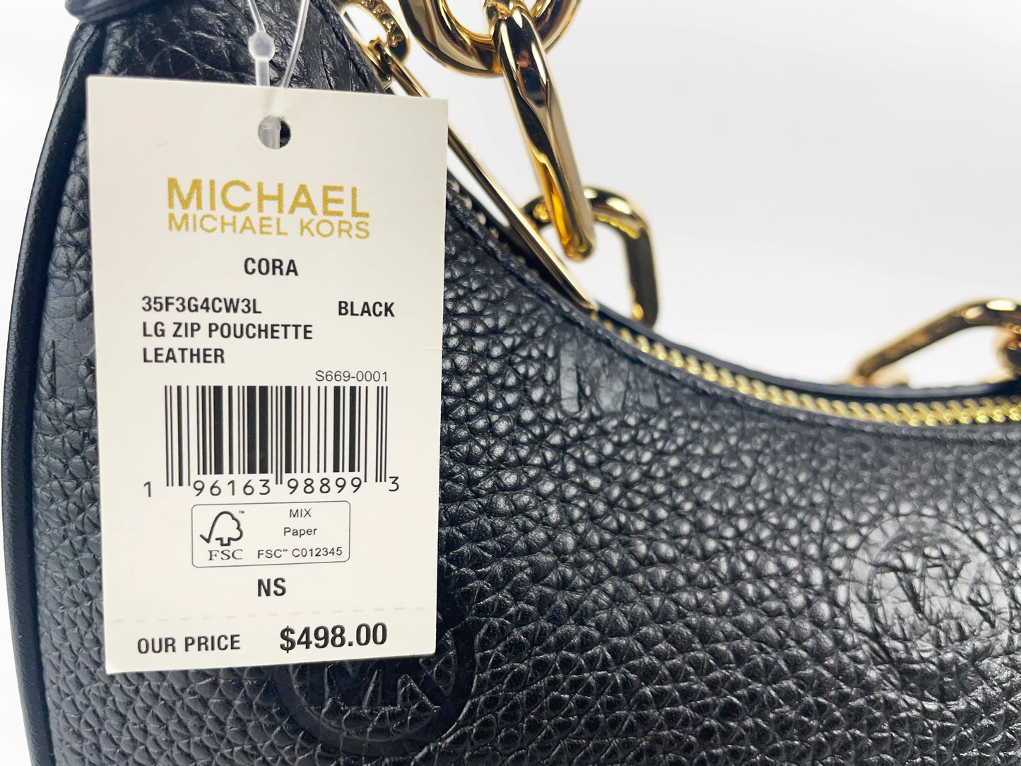 Michael Kors Cora Large Black Zip Pouchette Shoulder Bag - Estes Brands, LLC