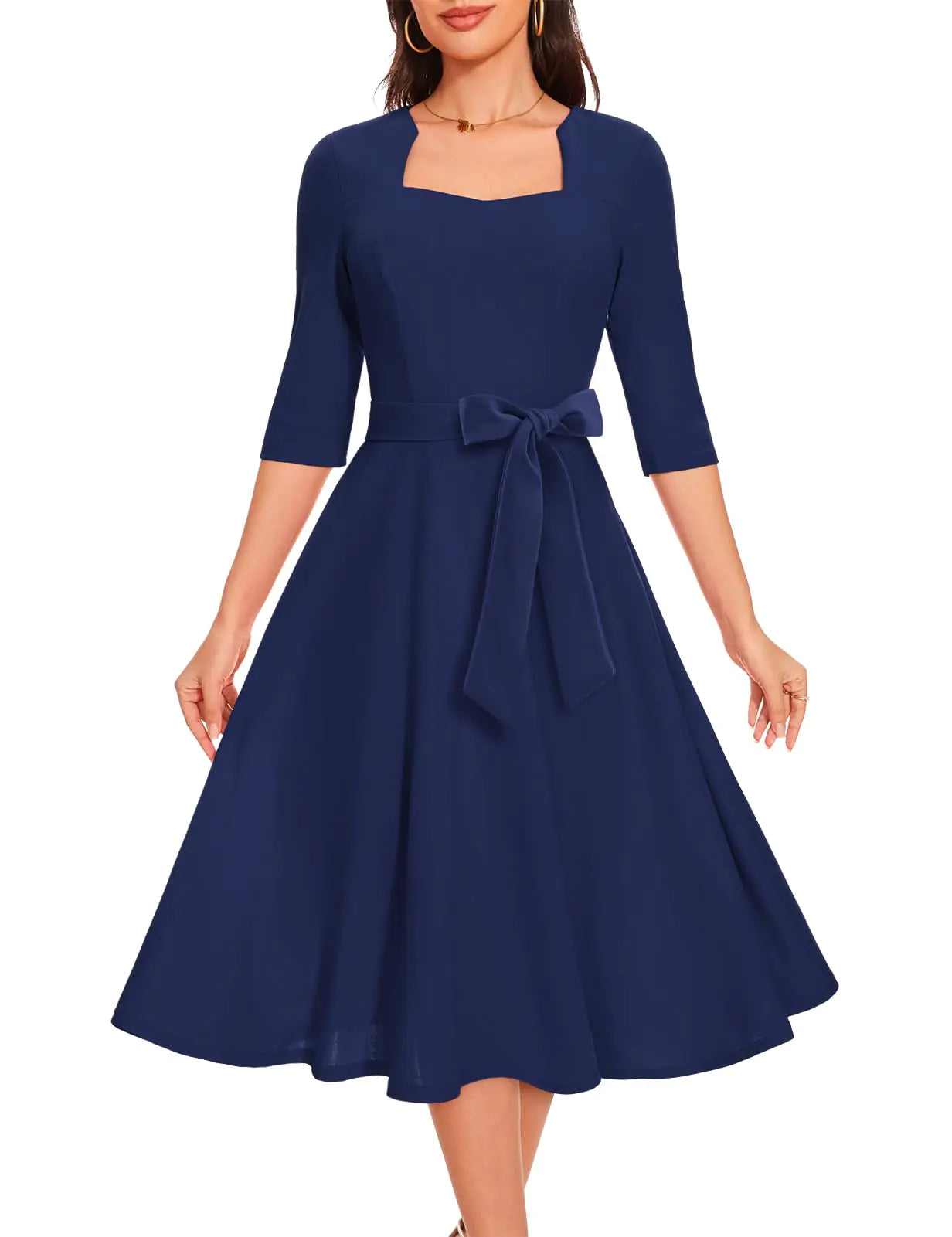 Plus Size Cocktail Dress Modest Dress for Church Work Dresses for Women Elegant Classy Wedding Guest Dresses for Women Homecoming Dresses Navy 3XL - Estes Brands, LLC