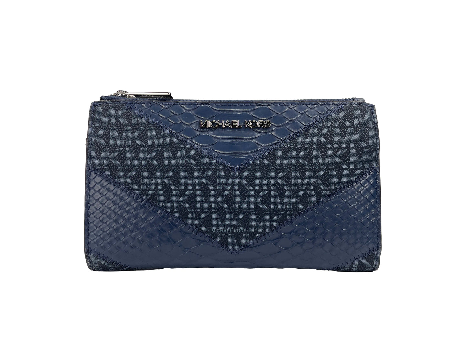 Michael Kors Large Double Zip Python Navy Wristlet - Estes Brands, LLC