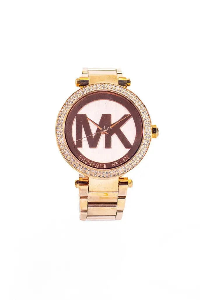 Michael Kors (MK5865) Parker Rose Gold Toned Stainless Steel Gemmed Bezel Watch - Estes Brands, LLC