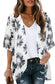 Women's Floral Print Puff Sleeve Kimono Cardigan Loose Cover Up Casual Blouse Tops Small Orange Black