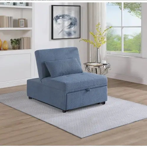 Contemporary Blue Gray Sleeper Sofa Chair Pillow Plush Tufted Seat 1pc Convertible Sofa Chair Sherpa Fabric Couch - Estes Brands, LLC