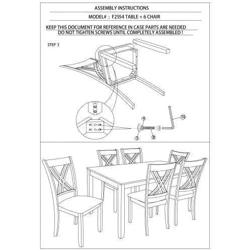 7pcs Dining Set Dining Table 6 Side Chairs Clean Espresso Finish Cushion Seats X Design Back Chairs - Estes Brands, LLC