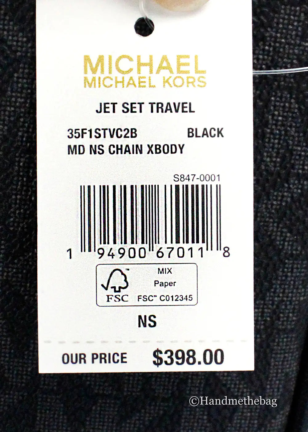 Michael Kors Flight Black PVC North South Chain Crossbody - Estes Brands, LLC