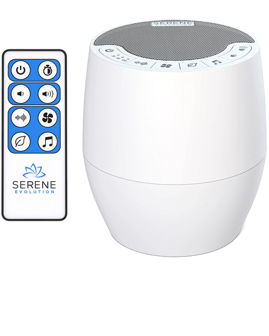 Serene Evolution White Noise Machine with 60 Soothing Sounds - Sound Machine for Adults and Baby - Noise Cancelling Sleep Music Machine with Remote Control - Ideal for Office Privacy - Black