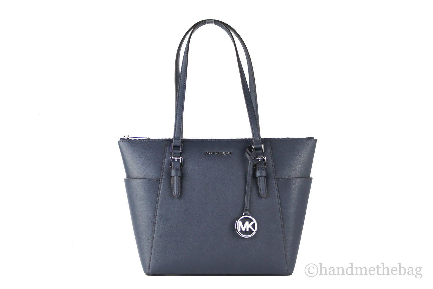 Michael Kors Charlotte Navy Leather Large Top Zip Tote - Estes Brands, LLC