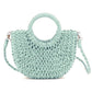 QTKJ Mini Semi-circle Rattan Straw Handbags Hand-woven Women Summer Retro Straw Tote Bag Shoulder Bag Crossbody Bag Round Handle Beach Handbags (Mint Green) - Estes Brands, LLC