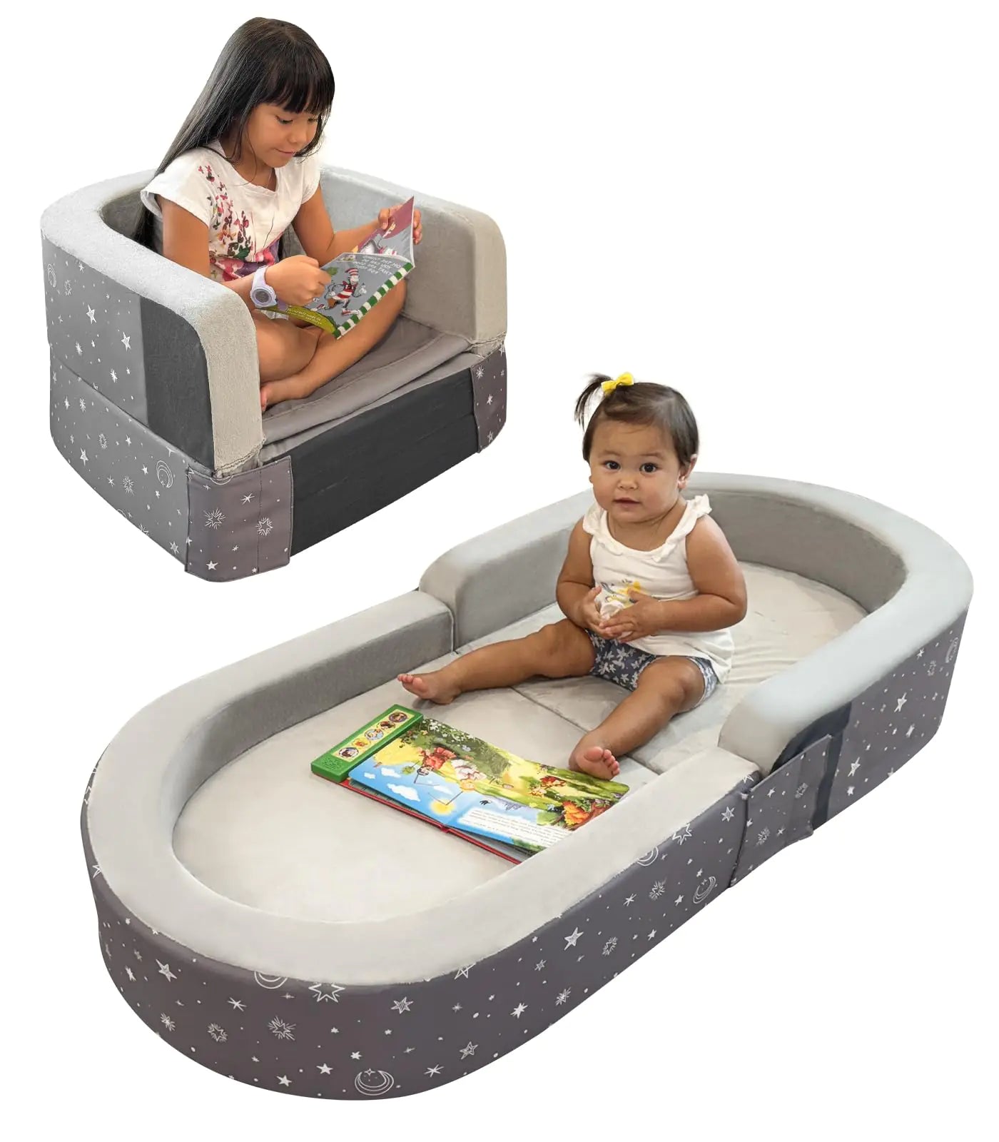 RONBEI Toddler Travel Bed Poldable Toddler Kids Travel Beds Sofa Chair with Washable Cover - Estes Brands, LLC