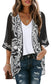 Women's Floral Print Puff Sleeve Kimono Cardigan Loose Cover Up Casual Blouse Tops Small Orange Black