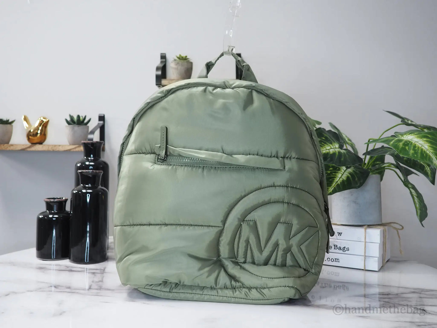 Michael Kors Rae Medium Green Quilted Nylon Backpack - Estes Brands, LLC