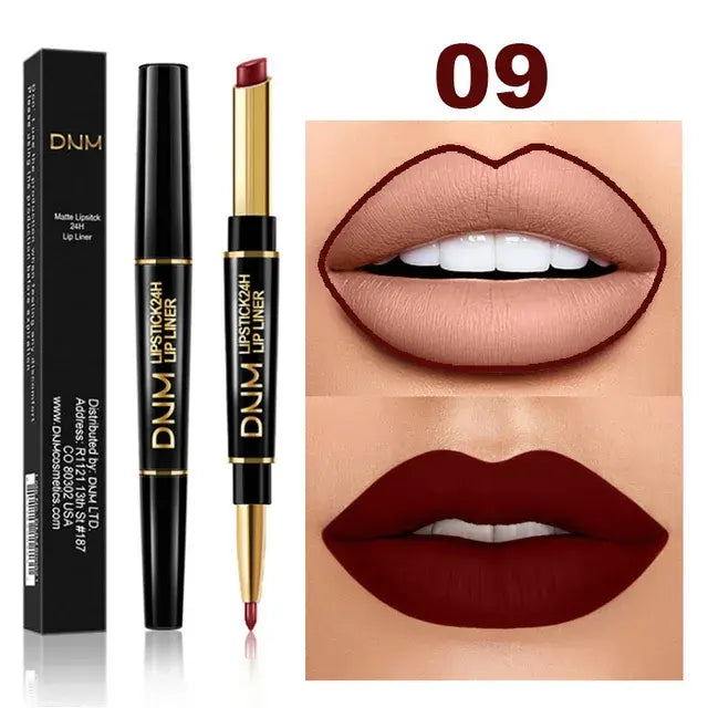 Double Ended Matte Lipstick Long Lasting Wateproof Lipsticks Brand Lip Makeup Cosmetics Dark Red Lips Liner Pencil Beauty