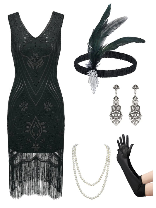 YESSA Great Gatsby Dresses for WomenFringe Flapper Dresses 1920s Dresses for Women Roaring 20s Dress for Harlem Nights-Flapper CostumesX-LargeBlack - estesbrandsllc.com