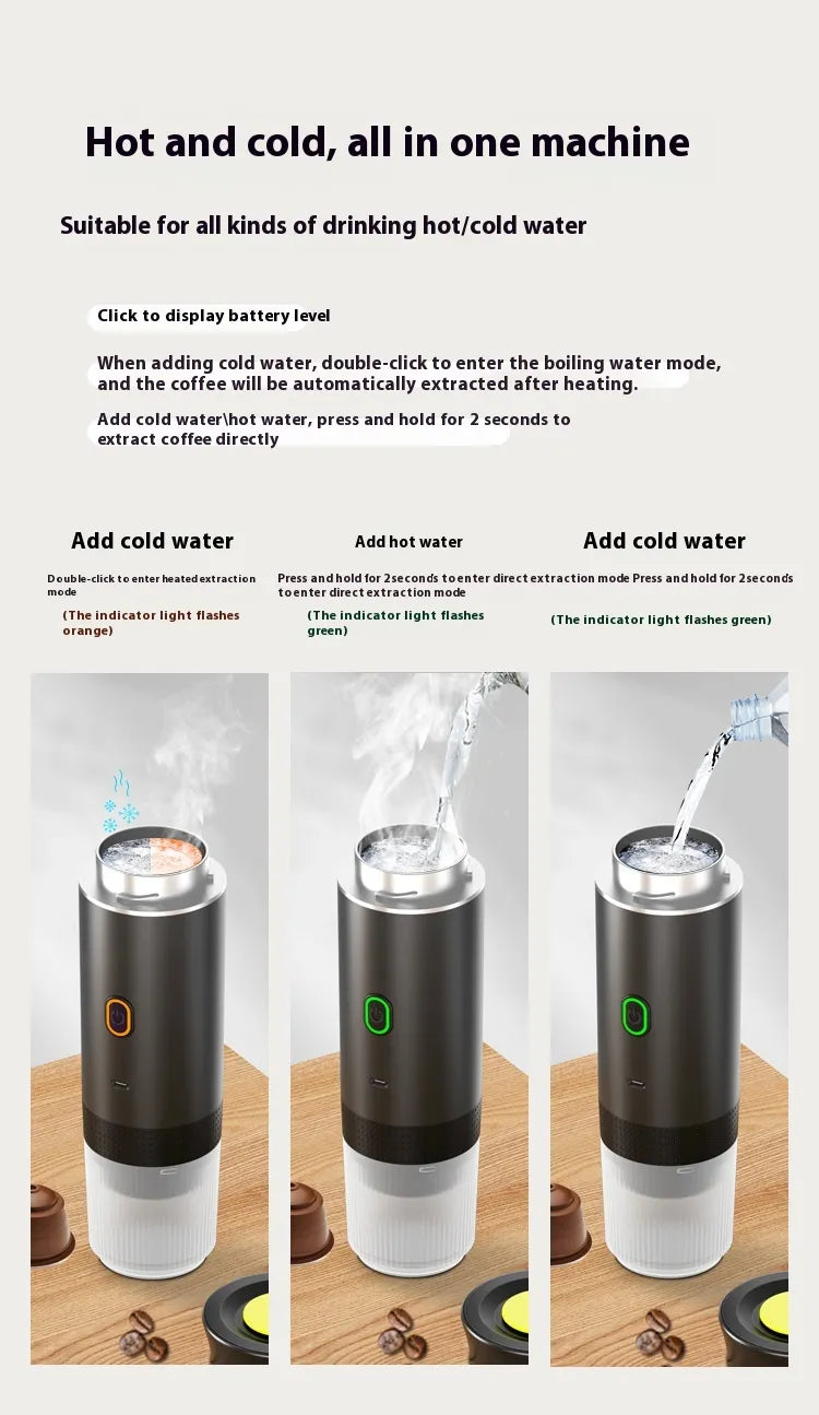 Portable Capsule Coffee Machine Electric Small Wireless Heating.