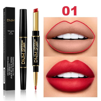 Double Ended Matte Lipstick Long Lasting Wateproof Lipsticks Brand Lip Makeup Cosmetics Dark Red Lips Liner Pencil Beauty