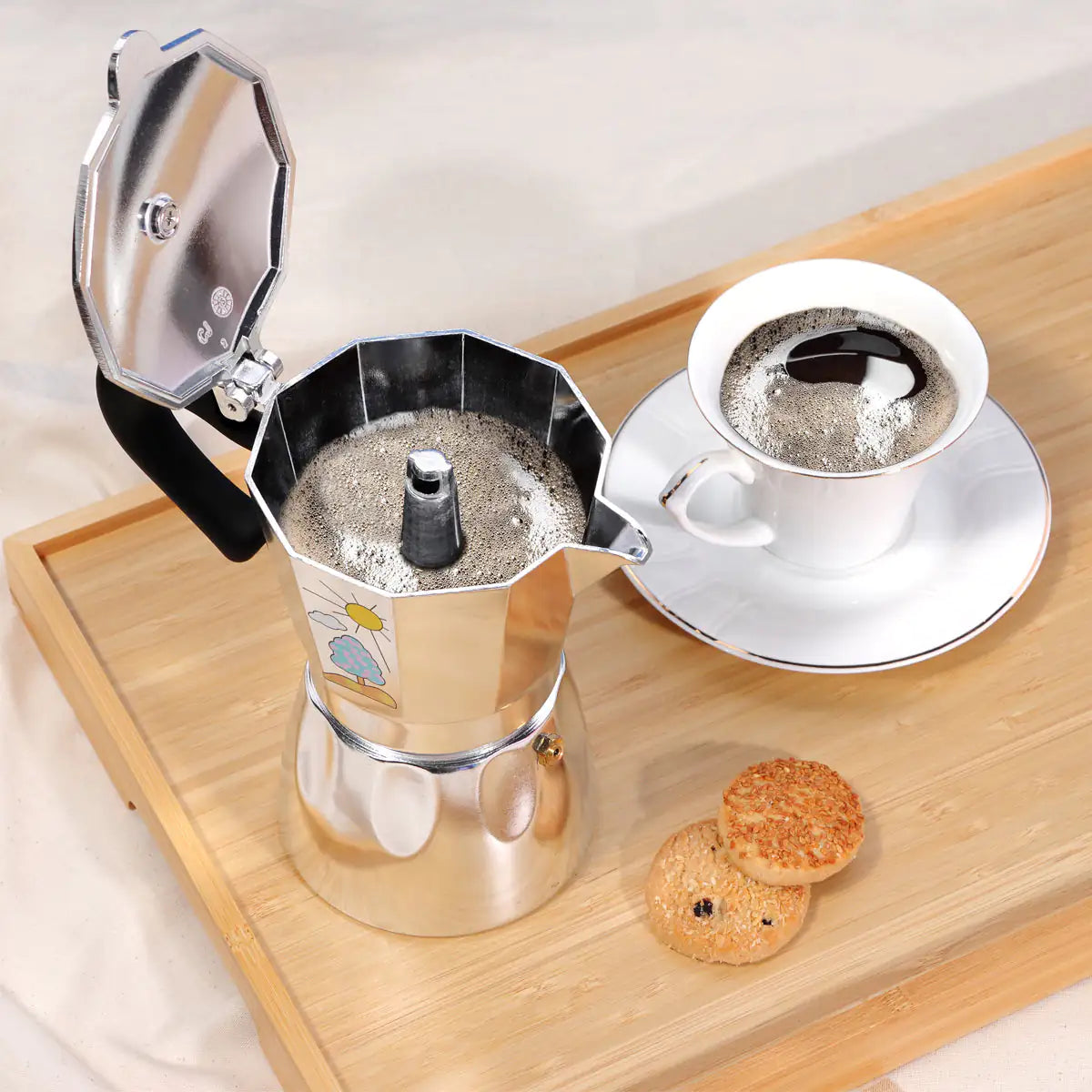 Any Morning Hes-3 Aluminum Espresso Coffee Maker 120 ml.