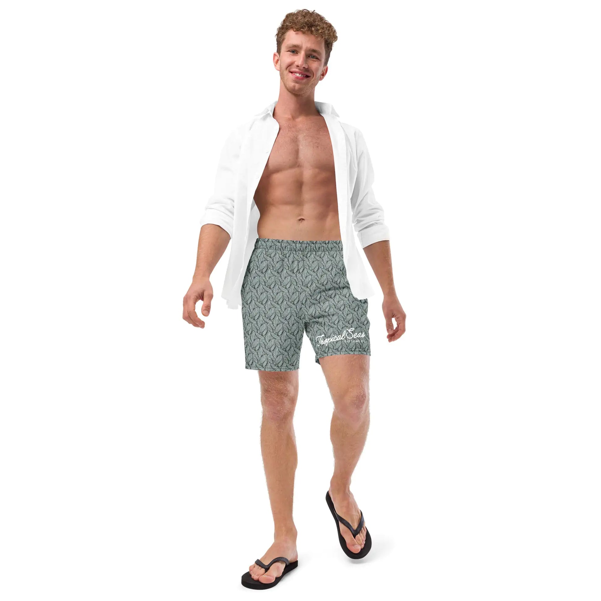 Men's Eco Grey Palm Swim Trunks - Estes Brands, LLC