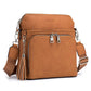 Crossbody Purse for Women,Lightweight Medium Crossbody Bag Soft Leather Women's Shoulder Handbags with Tassel Taupe.