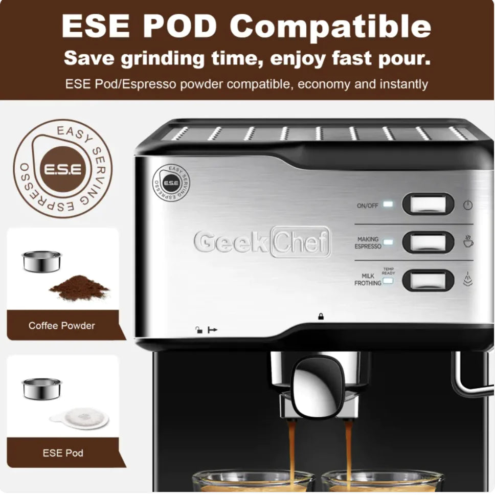 Geek Chef 20-Bar Espresso Machine with Milk Frother.